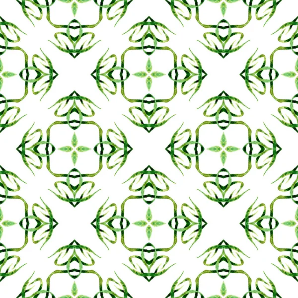 Aquarell Sommer Ethnischen Grenzmuster Grünes Formschönes Boho Chic Sommerdesign Textilfertiger — Stockfoto