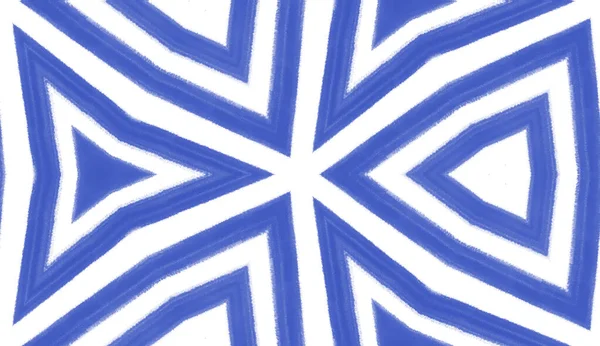 Striped hand drawn pattern. Indigo symmetrical kaleidoscope background. Textile ready fine print, swimwear fabric, wallpaper, wrapping. Repeating striped hand drawn tile.