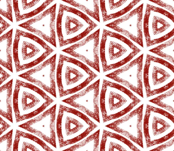 Tiled watercolor pattern. Wine red symmetrical kaleidoscope background. Textile ready indelible print, swimwear fabric, wallpaper, wrapping. Hand painted tiled watercolor seamless.