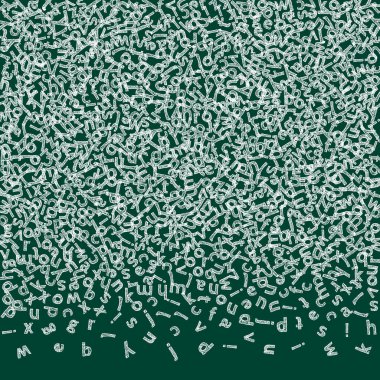 Falling letters of English language. Childish chalk flying words of Latin alphabet. Foreign languages study concept. Gorgeous back to school banner on blackboard background.
