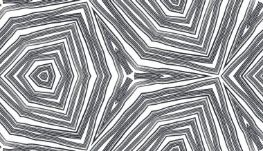 Striped hand drawn pattern. Black symmetrical kaleidoscope background. Repeating striped hand drawn tile. Textile ready impressive print, swimwear fabric, wallpaper, wrapping.