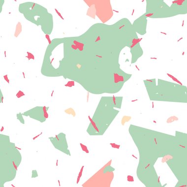 Terrazzo kusursuz desen. Pembe Venedik döşeme dokusu. Doğal taşlardan, granitten, kuvarstan, mermerden, betondan yapılmış arka plan. Terrazzo pürüzsüz desenli serin renklerde. 