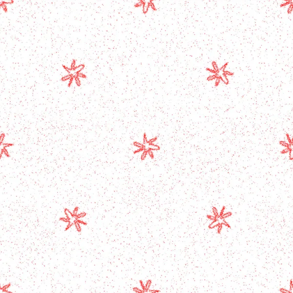 Hand Drawn Snowflakes Christmas Seamless Pattern. Subtle Flying Snow Flakes on chalk snowflakes Background. Astonishing chalk handdrawn snow overlay. Delicate holiday season decoration.