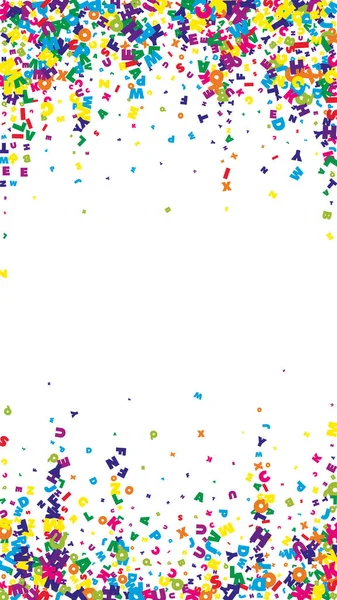 Falling letters of English language. Vivid flying words of Latin alphabet. Foreign languages study concept. Attractive back to school banner on white background.