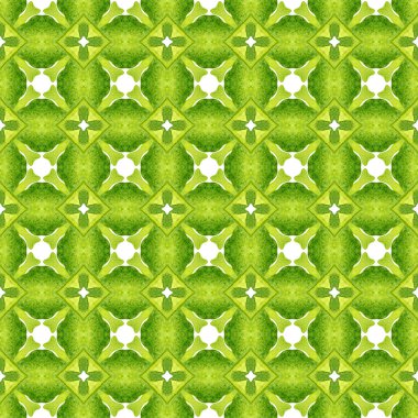 Mosaic seamless pattern. Green gorgeous boho chic summer design. Hand drawn green mosaic seamless border. Textile ready breathtaking print, swimwear fabric, wallpaper, wrapping.