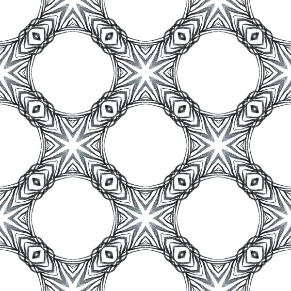 Arabesque hand drawn design. Black and white resplendent boho chic summer design. Oriental arabesque hand drawn border. Textile ready unique print, swimwear fabric, wallpaper, wrapping.