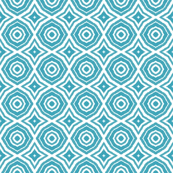 Exotic seamless pattern. Turquoise symmetrical kaleidoscope background. Summer swimwear exotic seamless design. Textile ready pleasing print, swimwear fabric, wallpaper, wrapping.