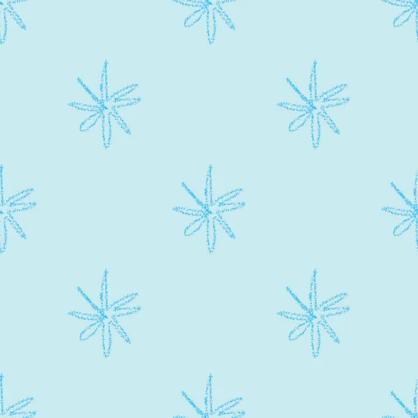 Hand Drawn Snowflakes Christmas Seamless Pattern. Subtle Flying Snow Flakes on chalk snowflakes Background. Adorable chalk handdrawn snow overlay. Magnificent holiday season decoration.