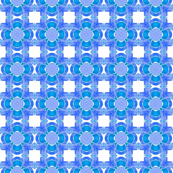 Exotic Seamless Pattern Blue Modern Boho Chic Summer Design Textile —  Fotos de Stock