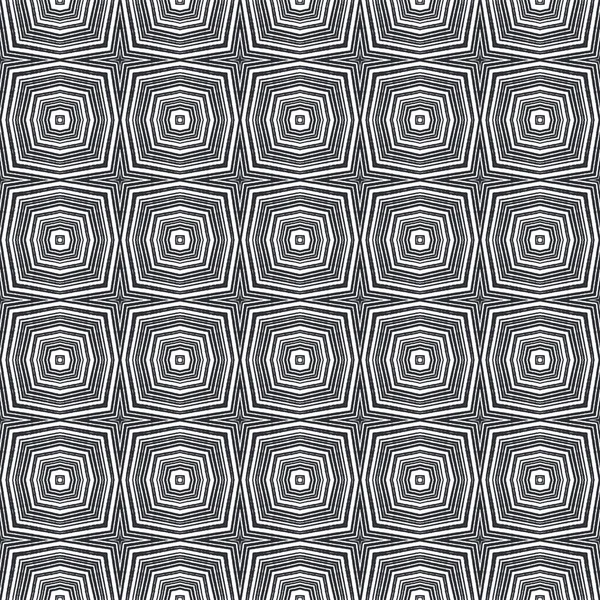 Geometric Seamless Pattern Black Symmetrical Kaleidoscope Background Hand Drawn Geometric — Foto Stock