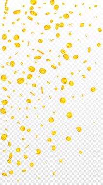 European Union Euro coins falling. Scattered gold EUR coins. Europe money. Jackpot wealth or success concept. Vector illustration.