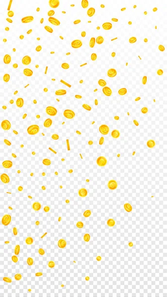 European Union Euro coins falling. Scattered gold EUR coins. Europe money. Jackpot wealth or success concept. Vector illustration.
