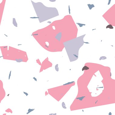 Terrazzo kusursuz desen. Pembe Venedik döşeme dokusu. Doğal taşlardan, granitten, kuvarstan, mermerden, betondan yapılmış arka plan. Terrazzo pürüzsüz desenli serin renklerde. 