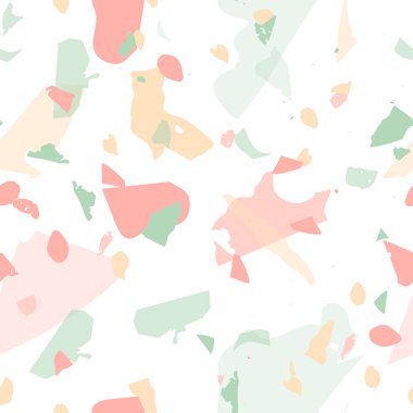 Terrazzo kusursuz desen. Modern klasik döşeme dokusu. Doğal taşlardan, granitten, kuvarstan, mermerden, betondan yapılmış arka plan. Terrazzo pürüzsüz desenli serin renklerde. 