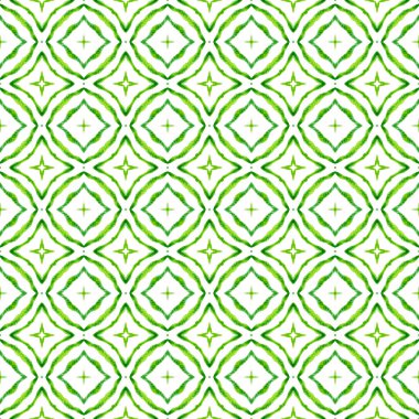 Medallion seamless pattern. Green awesome boho chic summer design. Watercolor medallion seamless border. Textile ready brilliant print, swimwear fabric, wallpaper, wrapping.