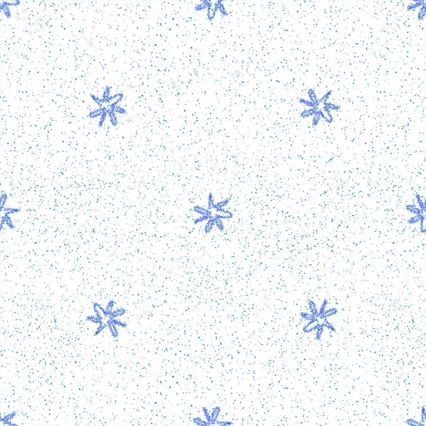 Hand Drawn Snowflakes Christmas Seamless Pattern. Subtle Flying Snow Flakes on chalk snowflakes Background. Alluring chalk handdrawn snow overlay. Nice holiday season decoration.