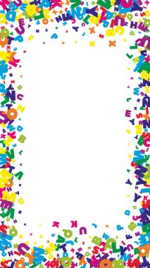 Falling letters of English language. Bright flying words of Latin alphabet. Foreign languages study concept. Gorgeous back to school banner on white background.