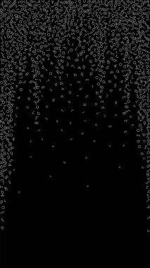 Falling numbers, big data concept. Binary white disorderly flying digits. Enchanting futuristic banner on black background. Digital vector illustration with falling numbers.
