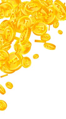 İsviçre frangı para yağıyor. Altın dağınık CHF paraları. İsviçre parası. Küresel finansal kriz konsepti. Vektör illüstrasyonu.
