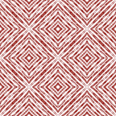 Sembol çizgileri tasarımı. Şarap kırmızısı simetrik kaleydoskop arka planı. Tekstil hazır muhteşem baskı, mayo kumaş, duvar kağıdı, ambalaj. Geometrik sembol çizgileri deseni.