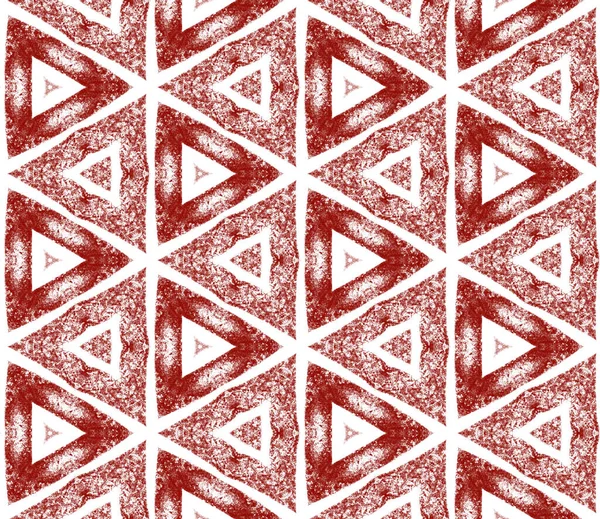 Ikat Ismétlődő Fürdőruha Design Maroon Szimmetrikus Kaleidoszkóp Háttér Textilből Készült — Stock Fotó