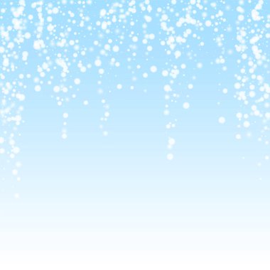 Christmas falling snow background. Subtle flying snow flakes and stars. Festive winter silver snowflake overlay template. Vector illustration