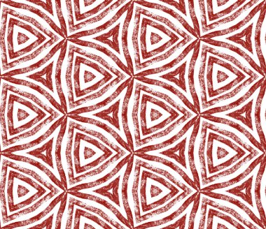 Etnik elle boyanmış desen. Şarap kırmızısı simetrik kaleydoskop arka planı. Yazlık elbise, elle boyanmış fayans. Tekstil hazır muhteşem baskı, mayo kumaş, duvar kağıdı, ambalaj..