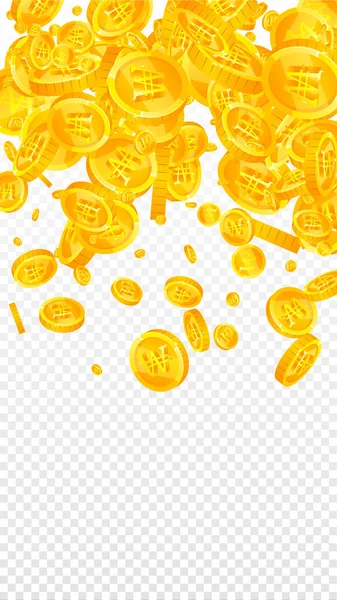 Korean Won Coins Falling Scattered Gold Won Coins Korea Money — Vettoriale Stock