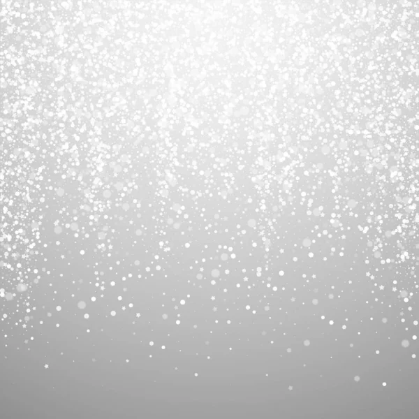 Christmas Falling Snow Background Subtle Flying Snow Flakes Stars Festive — Vetor de Stock