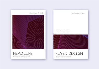 Minimum kapak tasarım şablonu. Karanlık arka planda mor soyut çizgiler. Dramatik kapak tasarımı. Yaratıcı katalog, poster, kitap şablonu vs..