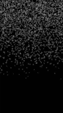 Düşen sayılar, büyük veri konsepti. İkili beyaz kaotik uçuş numaraları. Siyah arka planda fevkalade fütürist afiş. Düşen sayılarla dijital vektör illüstrasyonu.