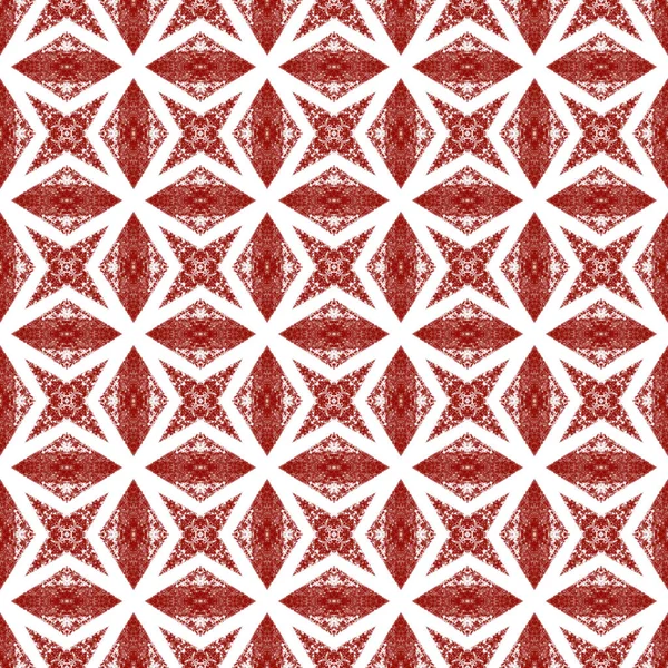 Ikat Repeating Swimwear Design Wine Red Symmetrical Kaleidoscope Background Textile — Stock Photo, Image
