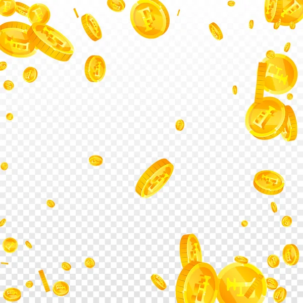 Swiss Franc Coins Falling Gold Scattered Chf Coins Switzerland Money — Vector de stock