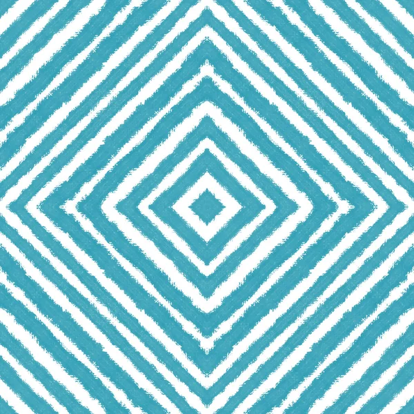Csempézett Akvarell Minta Türkiz Szimmetrikus Kaleidoszkóp Háttér Textilszövet Figyelemre Méltó — Stock Fotó