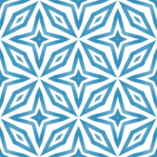 Arabeske Handgezeichnetes Muster Blauer Symmetrischer Kaleidoskop Hintergrund Handgezeichnetes Design Aus — Stockfoto