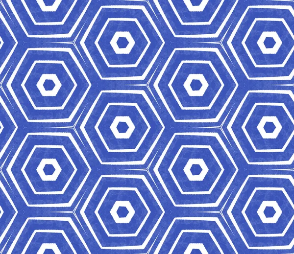 Striped hand drawn pattern. Indigo symmetrical kaleidoscope background. Textile ready breathtaking print, swimwear fabric, wallpaper, wrapping. Repeating striped hand drawn tile.