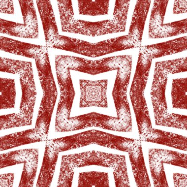 Sembol çizgileri tasarımı. Şarap kırmızısı simetrik kaleydoskop arka planı. Tekstil hazır şaşırtıcı baskılar, mayo kumaş, duvar kağıdı, ambalaj. Geometrik sembol çizgileri deseni.