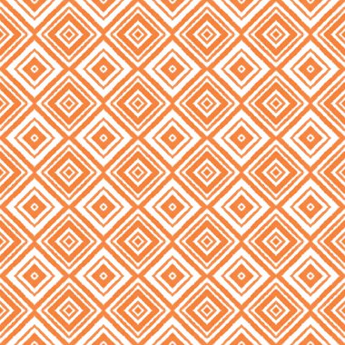 Döşemeli suluboya deseni. Turuncu simetrik kaleydoskop arka planı. Elle boyanmış suluboya pürüzsüz. Tekstil hazır radyan baskı, mayo kumaş, duvar kağıdı, ambalaj..