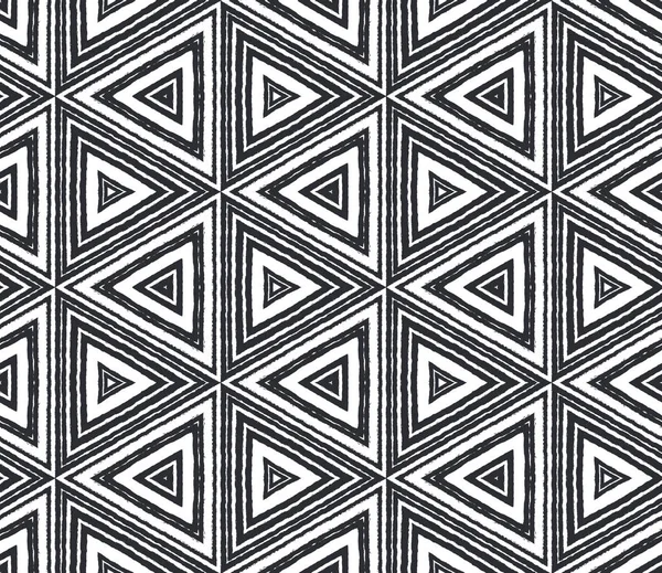 Gestreept Handgetekend Patroon Zwarte Symmetrische Caleidoscoop Achtergrond Textiel Klaar Betoverende — Stockfoto
