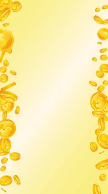 American dollar coins falling. Scattered gold USD coins. USA money. Great business success concept. Vector illustration.