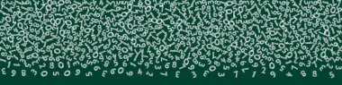 Elle çizilmiş tebeşir sayıları düşüyor. Uçan parmaklarla matematik çalışma konsepti. Karatahta arka planında okulun matematik afişi. Düşen sayılar vektör illüstrasyonu.