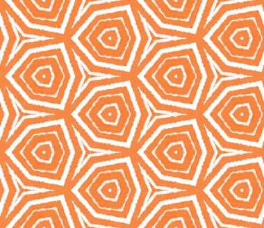Dokulu çizgili desen. Turuncu simetrik kaleydoskop arka planı. Tekstil hazır harika baskı, mayo kumaş, duvar kağıdı, ambalaj. Moda desenli çizgiler tasarımı.