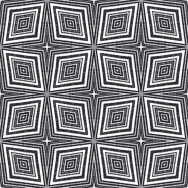 Etnikai Kézzel Festett Minta Fekete Szimmetrikus Kaleidoszkóp Háttér Textil Kész — Stock Fotó