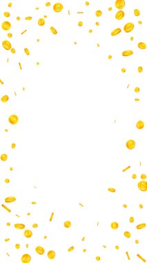 Indian rupee coins falling. Scattered gold INR coins. India money. Great business success concept. Vector illustration.