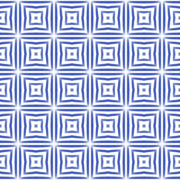 Exotický Bezproblémový Vzor Indigo Symetrické Kaleidoskopické Pozadí Textilní Hotový Potisk — Stock fotografie