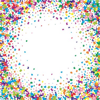 Canlı sayılar düşüyor. Uçan parmaklarla matematik çalışma konsepti. Beyaz arkaplandaki matematik afişine geri dönelim. Düşen sayılar vektör illüstrasyonu.