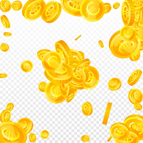 European Union Euro Coins Falling Scattered Gold Eur Coins Europe — Vector de stock