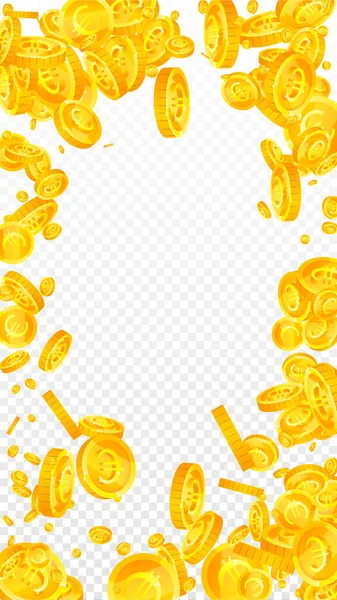 European Union Euro Coins Falling Scattered Gold Eur Coins Europe — Vetor de Stock