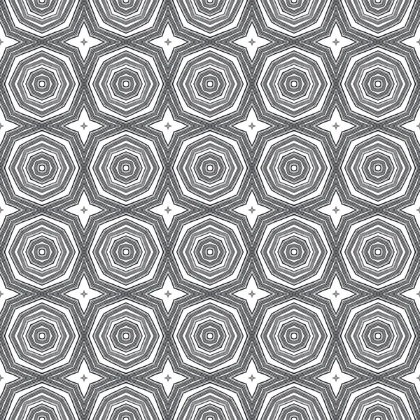 Arabesque Hand Getekend Patroon Zwarte Symmetrische Caleidoscoop Achtergrond Textiel Klaar — Stockfoto