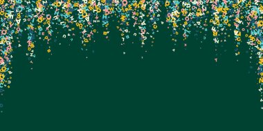 İngilizce 'nin harfleri düşüyor. Latin alfabesinin hafif uçan kelimeleri. Yabancı diller öğrenim kavramı. Tahta arka plandaki okul afişine geri dönüyorum..